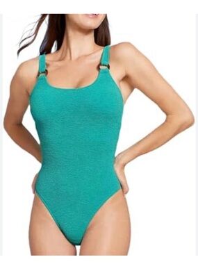 Shade & Shore Teal Textured One-Piece Swimsuit